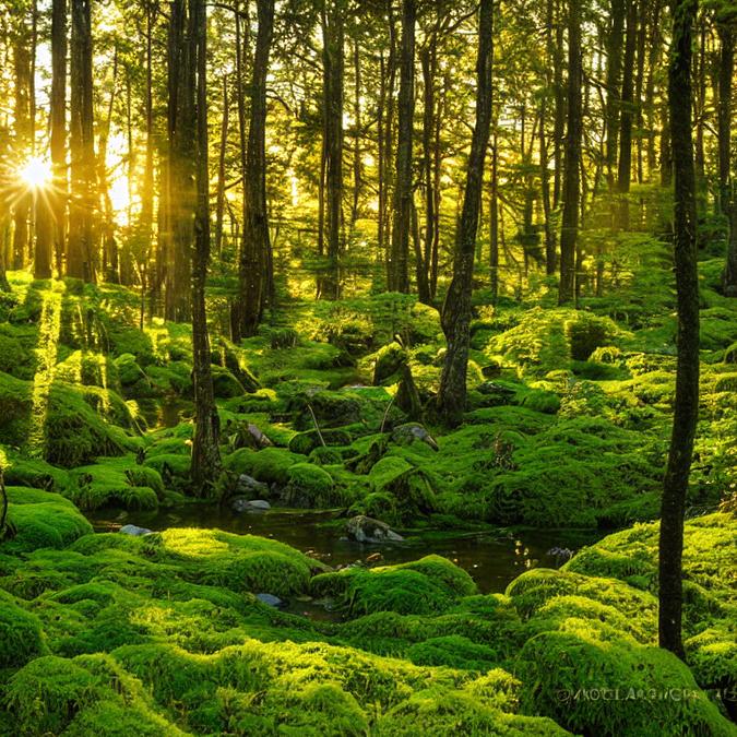 A serene landscape of a peaceful forest