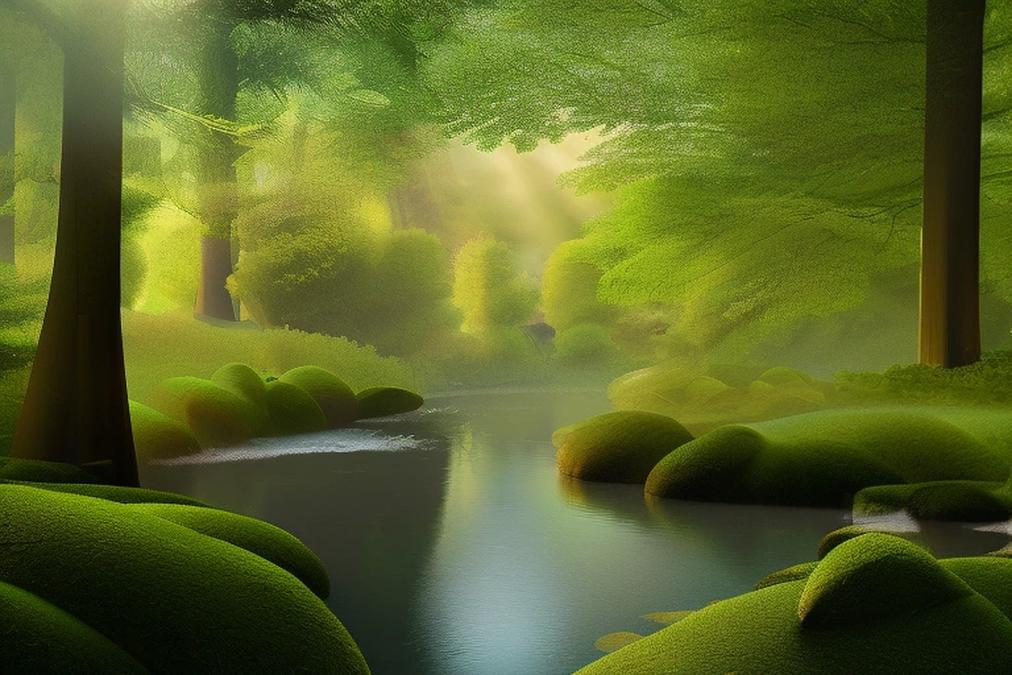 A stunning landscape of a serene forest with tall